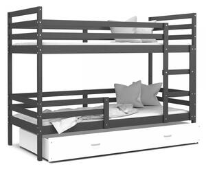 Patrová postel JACEK včetně úložného prostoru (Šedá), Bílá