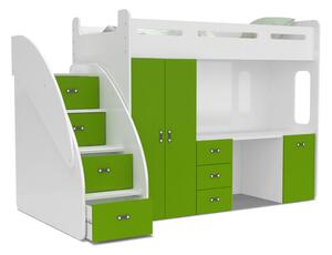 Patrová postel ZUZKA PLUS včetně psacího stolu (různé barvy), Zelená
