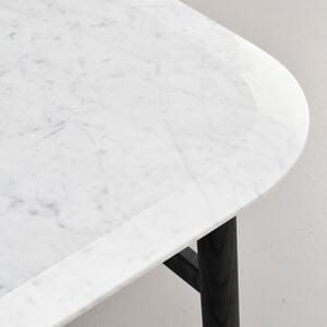 Bílý mramorový konferenční stolek ROWICO HAMMOND 62 x 62 cm s černou podnoží