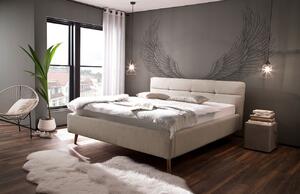 Béžová látková dvoulůžková postel Meise Möbel Lotte 160 x 200 cm s úložným prostorem