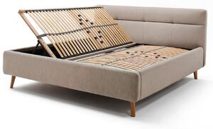 Béžová látková dvoulůžková postel Meise Möbel Lotte 180 x 200 cm s úložným prostorem