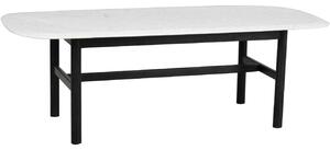 Bílý mramorový konferenční stolek ROWICO HAMMOND 135 x 62 cm s černou podnoží