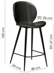 ​​​​​Dan-Form Černá koženková barová židle židle DAN-FORM Cloud 67 cm