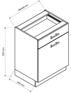 Kuchyňská skříňka dolní ELENA D 60S/1, 60x82x44,6, dub artisan/černá/bílá