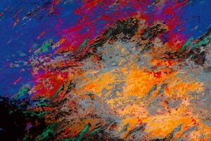 DIMEX | Vliesová fototapeta Abstraktní barevný vzor MS-5-2556 | 375 x 250 cm | modrá, červená, černá, oranžová, šedá