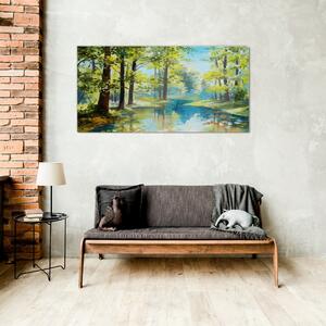 Obraz na skle Obraz na skle Malování lesní řeka příroda