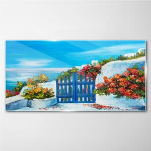 Obraz na skle Obraz na skle Malování květiny moře
