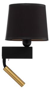 Nástěnné svítidlo Chillin s lampičkou na čtení, černá/zlatá
