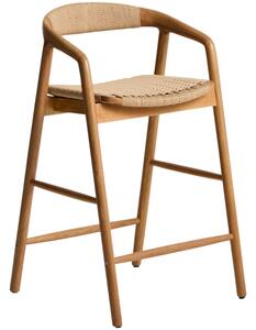 Kave Home Dubová barová židle Derile 65 cm s výpletem