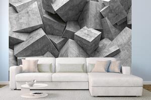 DIMEX | Vliesová fototapeta Beton 3D krychle MS-5-2590 | 375 x 250 cm | bílá, černá, šedá