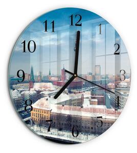 Skleněné nástěnné hodiny Zimní město zsoc-fi30-00175347