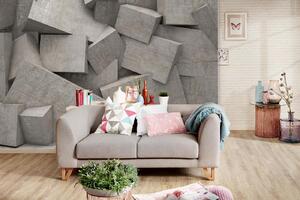 DIMEX | Vliesová fototapeta Beton 3D zeď MS-5-2589 | 375 x 250 cm | šedá