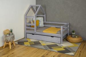 MAXIDO Dětská domečková postel Dora - jeden šuplík 160x80 šedá