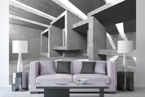 DIMEX | Vliesová fototapeta Prázdná betonová okna MS-5-2594 | 375 x 250 cm | bílá, šedá