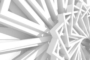 DIMEX | Vliesová fototapeta Abstraktní bílá geometrie MS-5-2597 | 375 x 250 cm | bílá