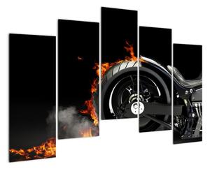 Obraz hořící motorky (125x90cm)