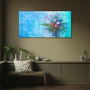 Obraz na skle Obraz na skle Malba abstrakce květiny