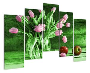 Tulipány ve váze, obraz na stěnu (125x90cm)