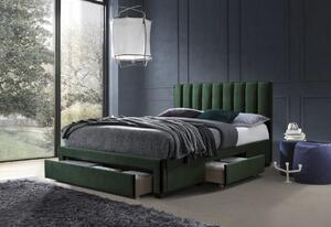 Čalouněná postel LAKOMOS, 160x200, tmavě zelená velvet