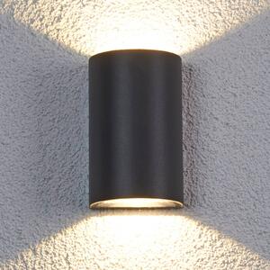 Lucande Venkovní nástěnné svítidlo LED Jale, 16 cm, antracit, hliník, Černá, Hliník, Moderní, Nástěnné svítidlo / světlem dolů