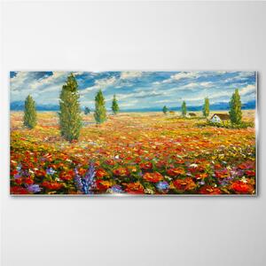 Obraz na skle Obraz na skle Malování květin Pole