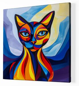 Obraz na plátně - Barevná kočka Absterix FeelHappy.cz Velikost obrazu: 40 x 40 cm