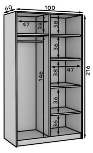 Šatní skříň s posuvnými dveřmi Karien - 100 cm Barva: Bílá