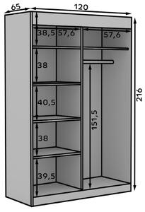 Bílá šatní skříň s posuvnými dveřmi Osgar - 120 cm