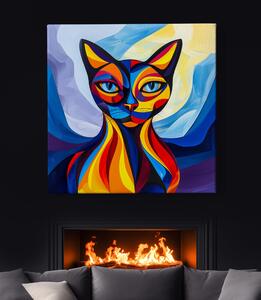 Obraz na plátně - Barevná kočka Absterix FeelHappy.cz Velikost obrazu: 60 x 60 cm