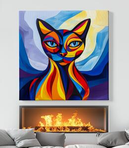 Obraz na plátně - Barevná kočka Absterix FeelHappy.cz Velikost obrazu: 60 x 60 cm