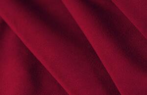 Vínově červená sametová rohová pohovka MICADONI KELSO 242 cm se zlatou podnoží, levá
