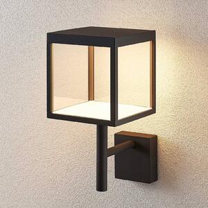 Lucande LED nástěnné světlo Cube, antracit, sklo, 37 cm, IP54