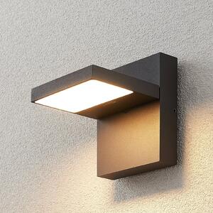 Lucande Venkovní nástěnné svítidlo LED Silvan, antracit, IP65, 14 cm, Černá, Hliník, Moderní, Nástěnné svítidlo