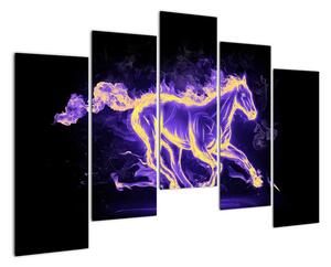 Abstraktní obraz hořícího koně (125x90cm)
