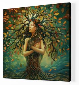 FeelHappy Obraz na plátně - Strom života Snící žena Vesa Velikost obrazu: 100 x 100 cm