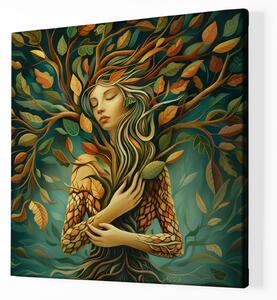FeelHappy Obraz na plátně - Strom života Napojená žena Eila Velikost obrazu: 80 x 80 cm