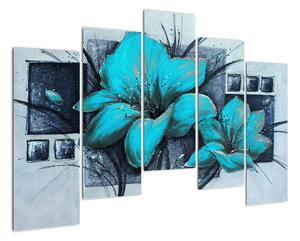 Obraz modré květiny (125x90cm)
