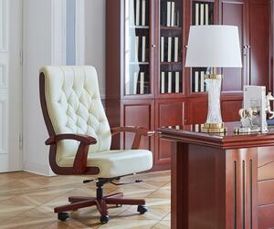 Elegantní kožené křeslo Consul krémové