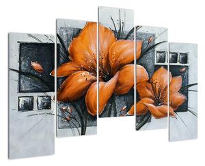 Obraz oranžové květiny (125x90cm)