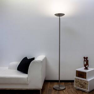 Lindby LED stojací lampa Malea, niklová, stmívatelná, 180 cm, stmívatelný, Hliník / šedá / zinek, Obývací pokoj / jídelna, kov, Moderní