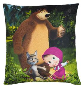 Jerry Fabrics Dětský polštářek s potiskem - Máša a Medvěd | 40 x 40 cm