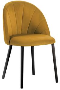 Hořčicově žlutá sametová jídelní židle MICADONI VENTURA