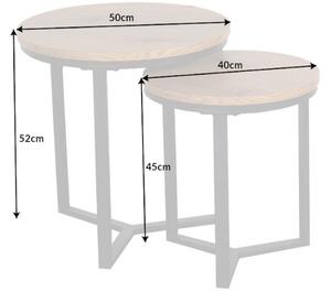 Moebel Living Set dvou dubových odkládacích stolků Pagli 40/50 cm s kovovou podnoží