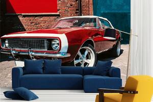 DIMEX | Vliesová fototapeta Luxusní retro automobil MS-5-2735 | 375 x 250 cm | modrá, červená, bílá