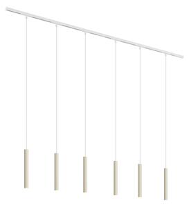 Moderní kolejnicový systém se 6 závěsnými světly béžový s bílými 1-fázovými - Slimline Keno