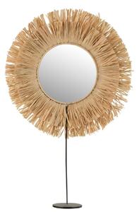 Stolní kulaté zrcadlo v rámu z přírodní trávy Raffia natural - 41*9*51 cm