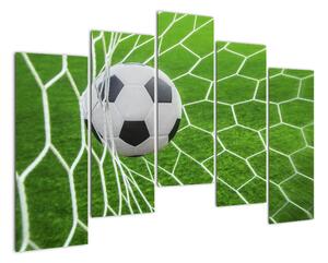 Fotbalový míč v síti - obraz (125x90cm)