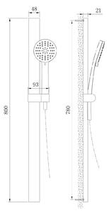 Sprchová souprava se sprchovou lištou NT127 - Sprchová hadice, ruční sprcha, volitelné koleno pro připojení na stěnu