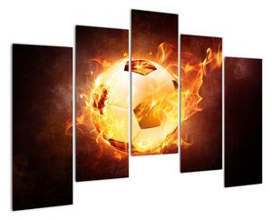 Obraz hořícího fotbalového míče (125x90cm)