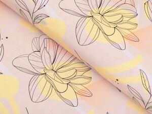 Biante Dekorační povlak na polštář TF-069 Žluto-růžové květy s lístky 30 x 50 cm